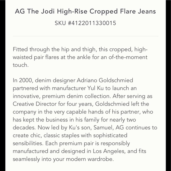 AG Jodi high rise crop flare sz 32 Anthropologie - Picture 5 of 9